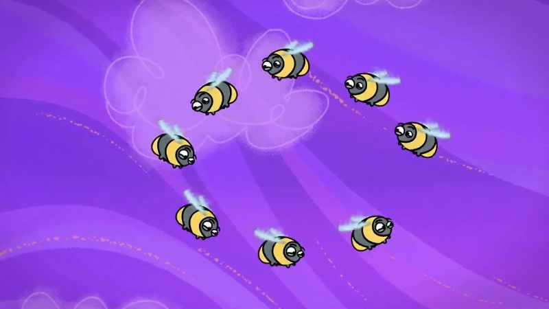[bees buzzing]