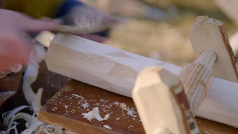 Before using the pole lathe