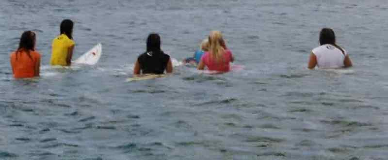 Bethany Hamilton is paddling outside the lineup