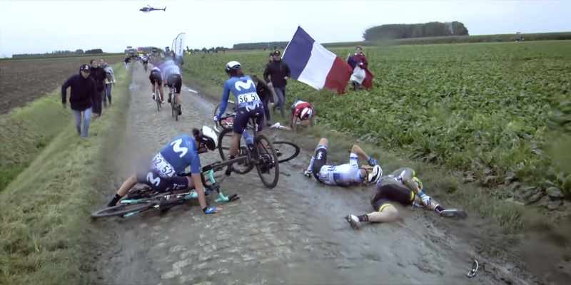 Big crash of Ellen van Dijk, and they really thumped down then