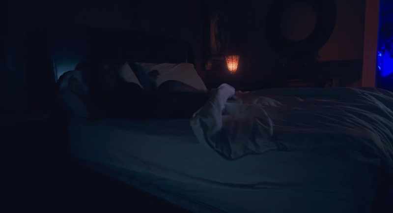 (Blankets rustle) (Quiet, ominous music)