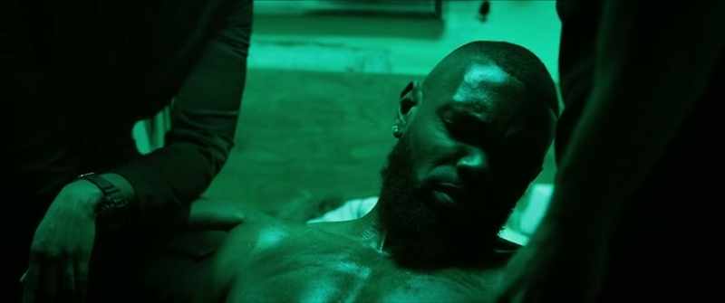 BLUE: Pull his head up. Wake up, nigga. You conscious?