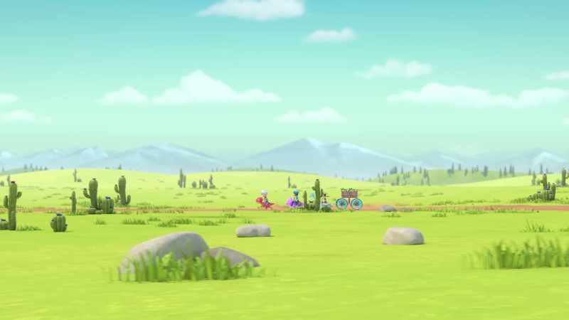 Bo narrating: The Dino Ranchers were high-tailin' it
