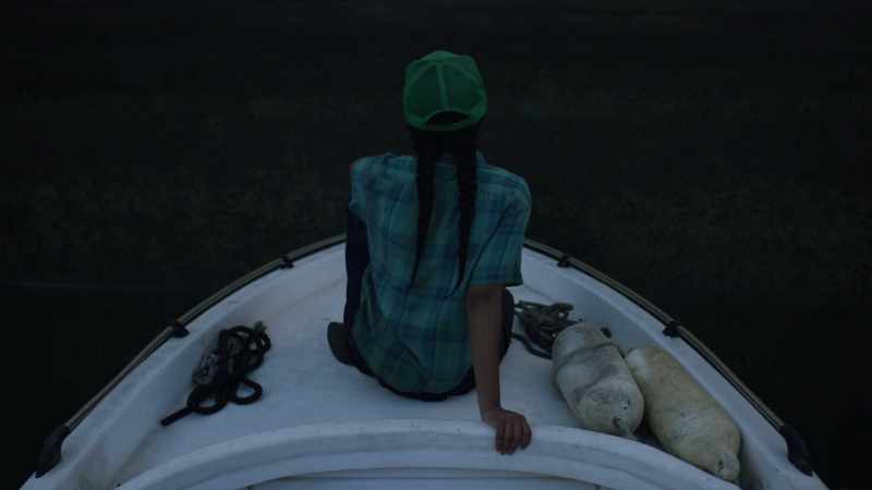 (boat creaking, water dripping)