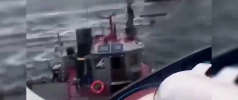 (boats colliding)