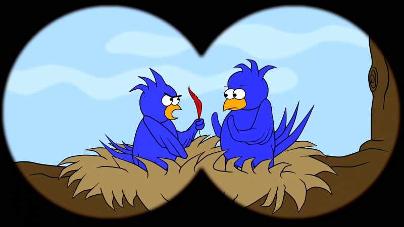 [ Both chirping ]
