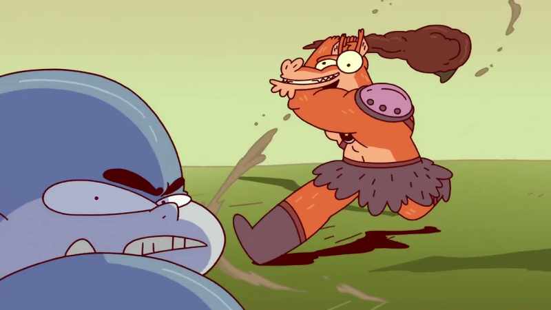 [both grunting]