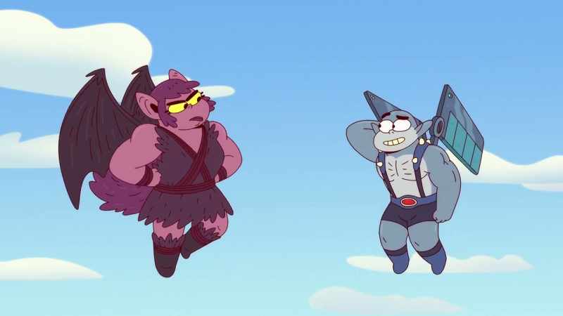 [both grunting]