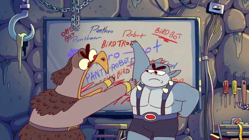 [both grunting]