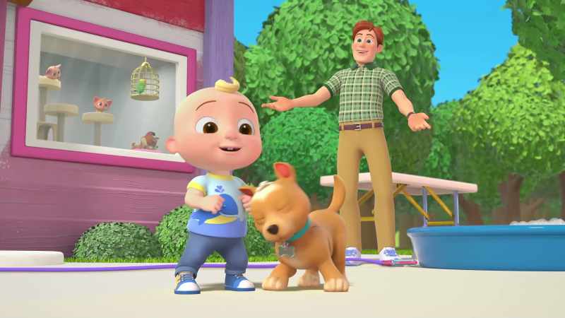 [both] ♪ We love our puppy ♪