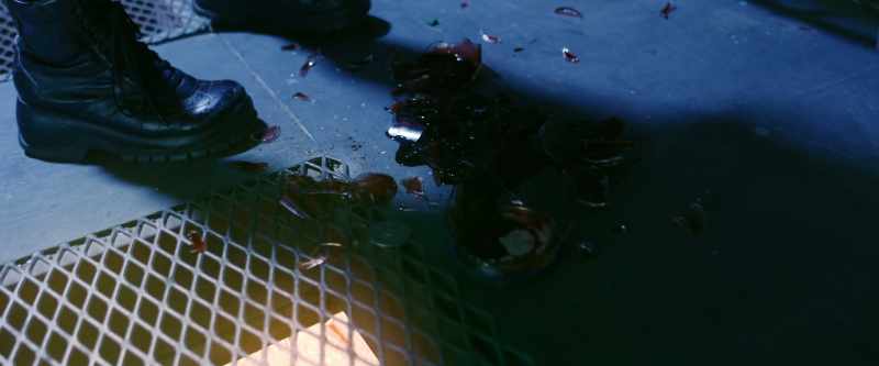 [breaking glass]