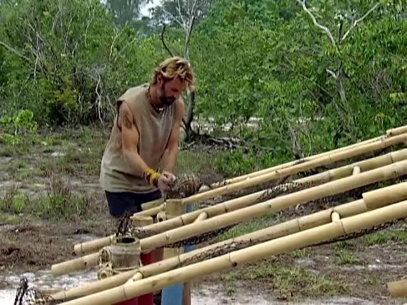 Brian's off the bamboo and through the fishnet