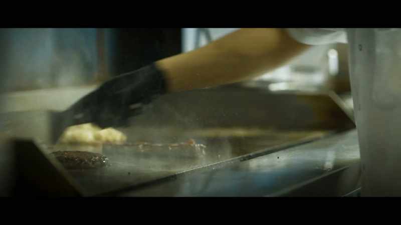 (burgers sizzling)