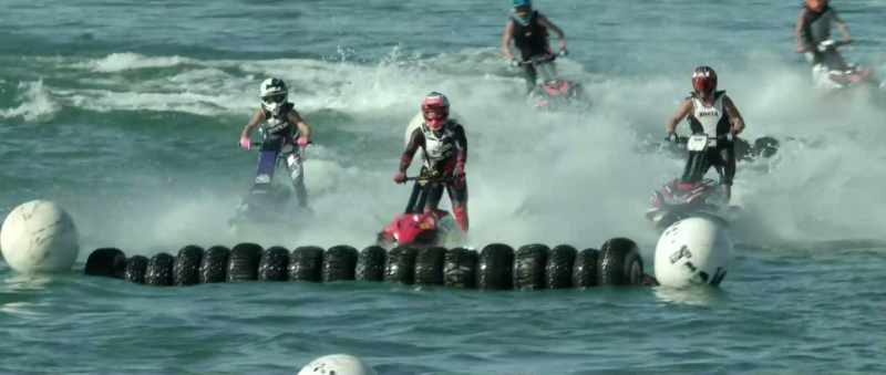 Burnett attacking the log jump section