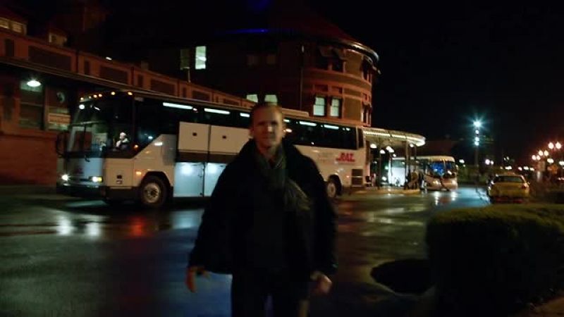 (BUS HORN BLARING)