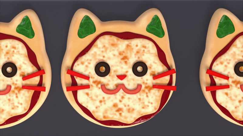[Cakey] First, I made the dough into a kitty head