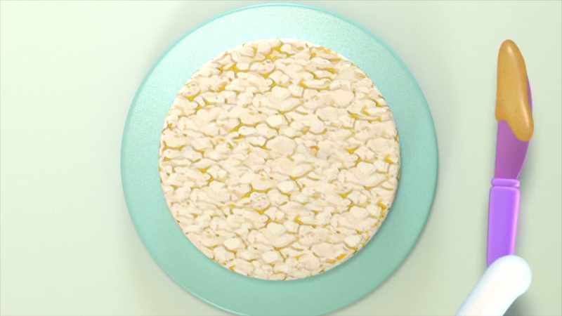 [Cakey] Step one: Cover your rice cake with sunflower butter