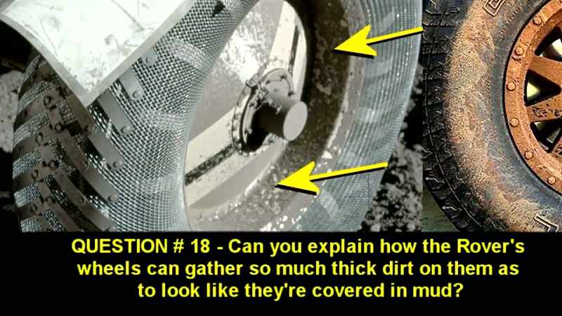 Can you explain how the rover's wheels collect so much dirt