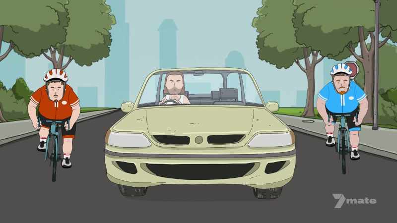 (car engine revving) (tyres screeching)