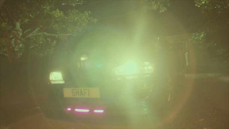 CAR ENGINE TURNING OVER, GRIME MUSIC ON STEREO