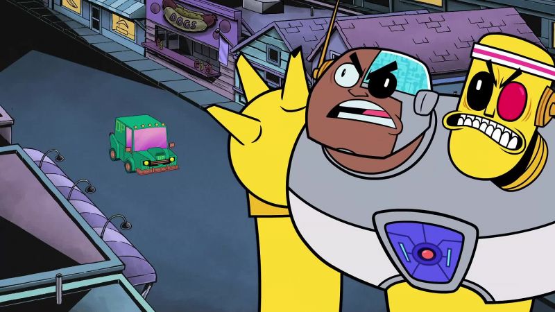 [car honks]