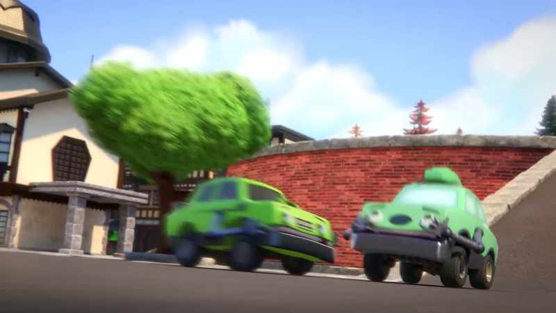 [car whimpers]