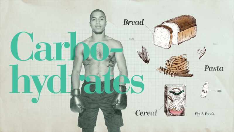 Carbohydrates like bread, cereal, and pasta
