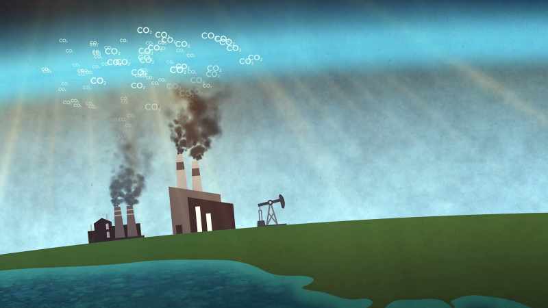 Carbon dioxide has the property that it's able to trap heat