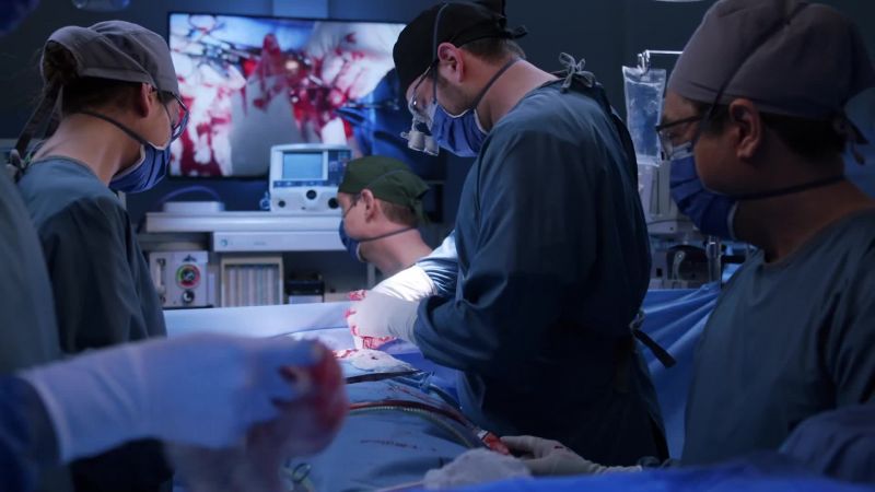 Carotid is cross-clamped. - Brain waves look good