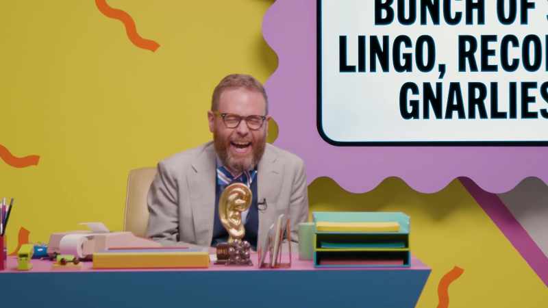 (cast and crew laughing)