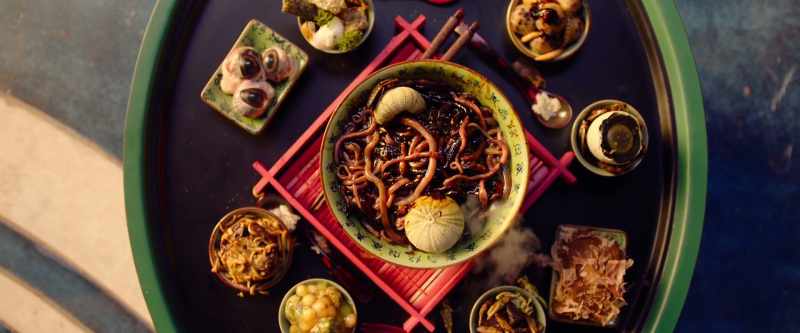 Century eggs on tender squirrel ear salad