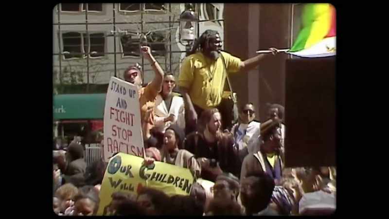 (chanting): No justice, no peace!