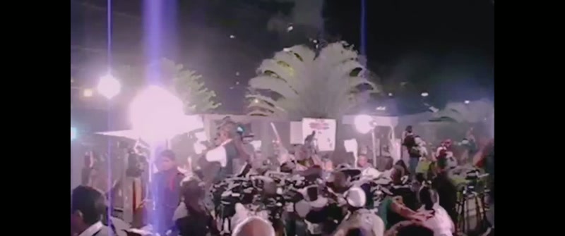 [cheering] - [fireworks bursting]