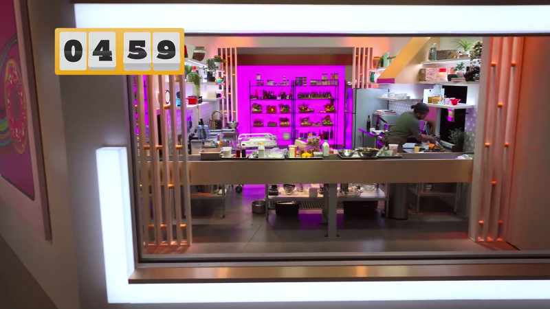 CHEFFY (on speaker): Chefs, five minutes remain