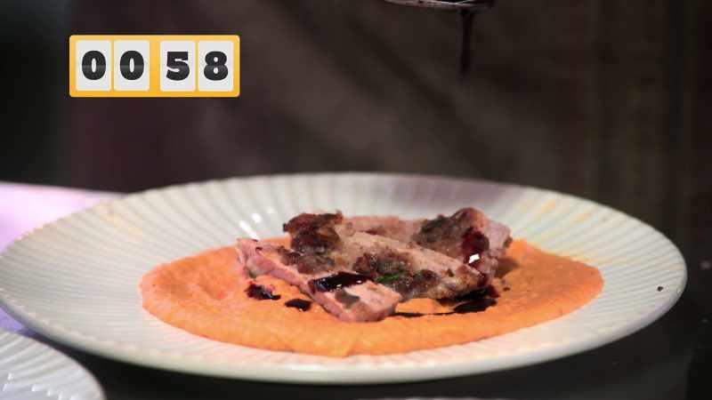 CHEFFY (on speaker): Chefs, one minute remains