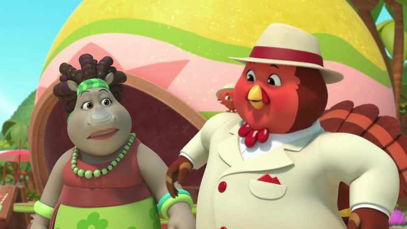 [chicks gobbling]