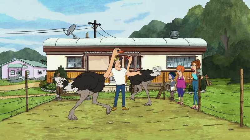 (chittering) -Oh, God. He bought two giant birds