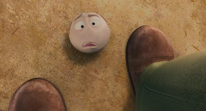 CHUCKLING Hey look a baseball Hey look the missing link