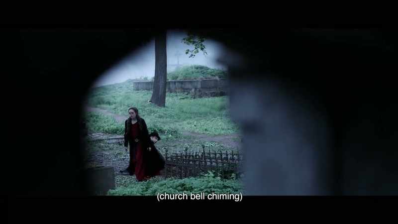 (church bell chiming)