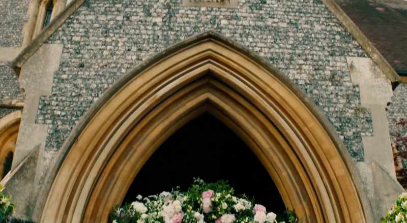 [church bell tolling]