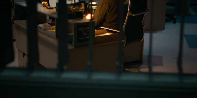 Clark is sitting at his desk, where he always is