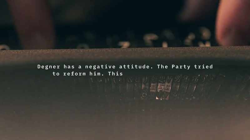 [CLICKETY-CLACK OF OLD TYPEWRITER]