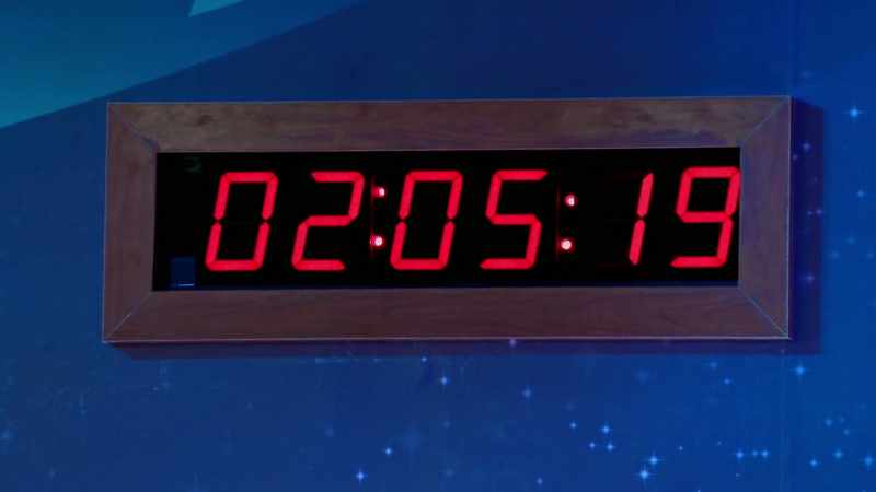 [clock beeps]