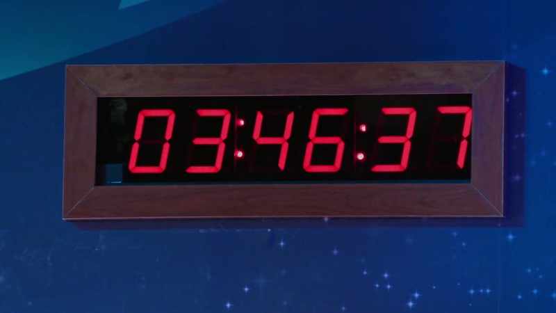 [clock beeps]