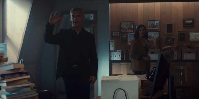 Coffee machine there, archives at the back