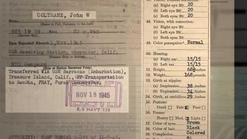 Coltrane was in the Navy in 1945 to '46