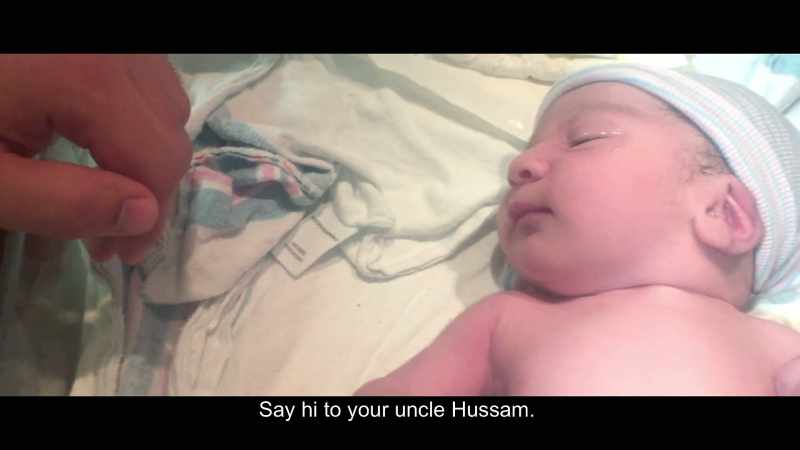 Come on, dear. Say hi to your uncle Hussam