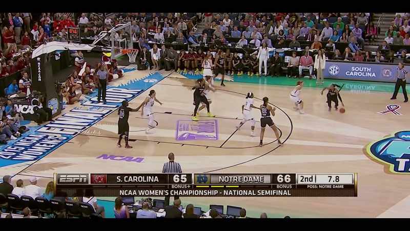 [commentator 7] Mitchell, left elbow... Got it!