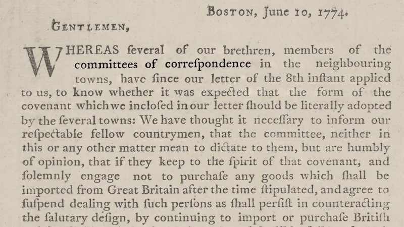 Committees of correspondence were established