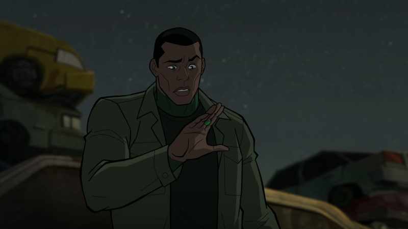 Contacting Green Lantern headquarters on Oa for guidance